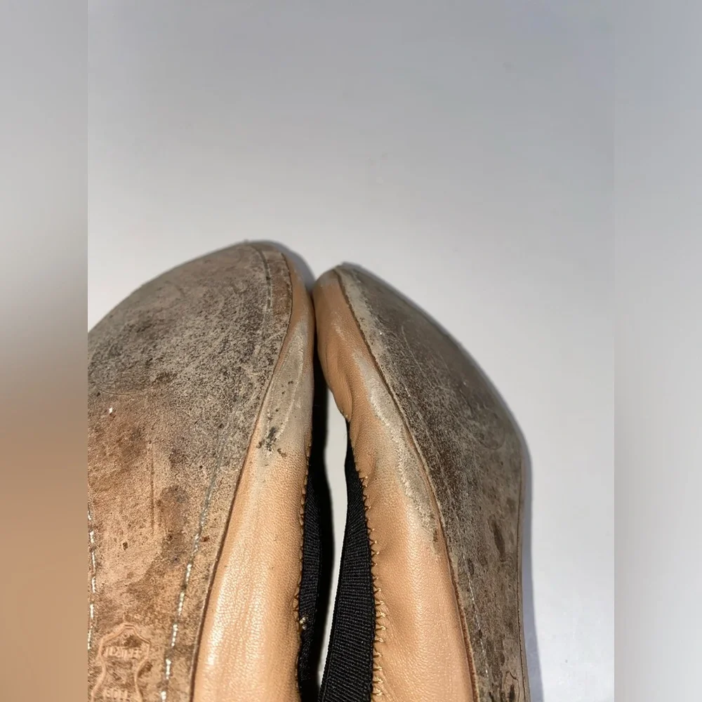 Tory Burch Tan Leather Ballet Flats With Logo Sz Women’s 7.5 M - Picture 8 of 11